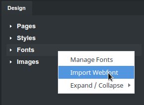 Import Webfont Menu